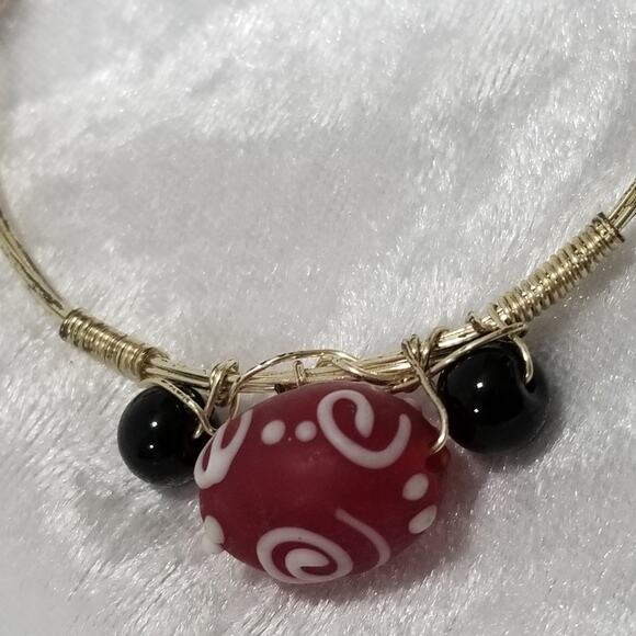 silver tone wired bracelet 2 1/2" opening 1.1976 - Picture 2 of 6